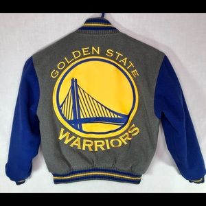 Golden State Warriors Varsity Jacket Kids size XS reversible